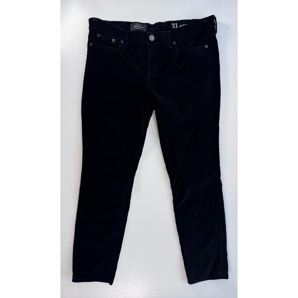 J CREW Toothpick Skinny Velvet Jeans Womens 31 Ankle Black